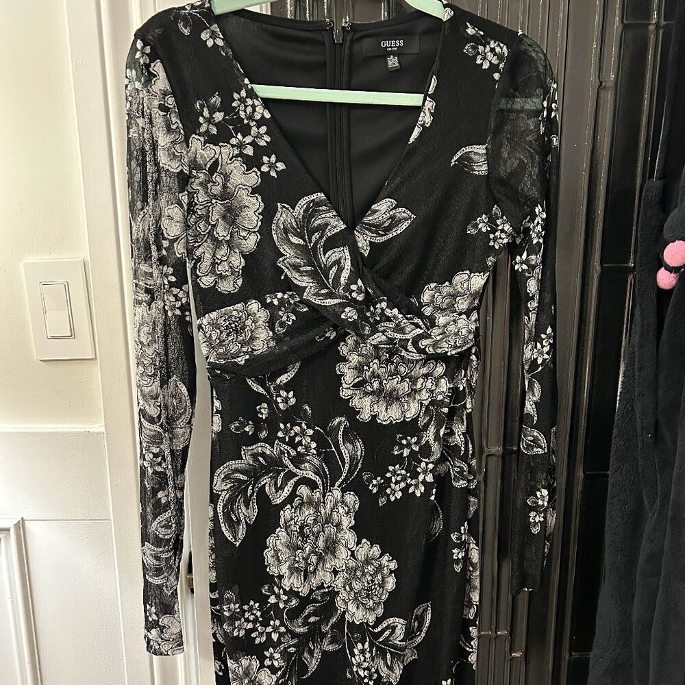 GUESS black and white floral mini dress